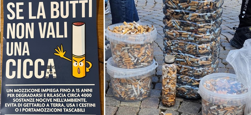 Per le strade di Trento a caccia ai mozziconi, l'iniziativa di Plastic Free: “Ne abbiamo raccolti 6 chili in un'ora e mezza