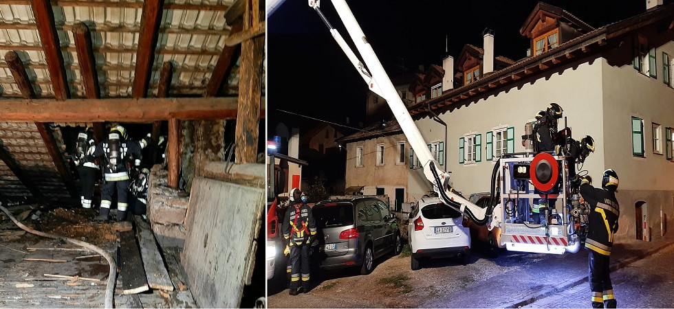 Allarme incendio in centro paese, le fiamme escono dal camino e intaccano il tetto