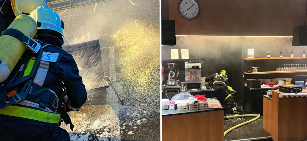 La lavastoviglie viene avvolta dalle fiamme, evacuato un albergo: pompieri in azione con gli autorespiratori