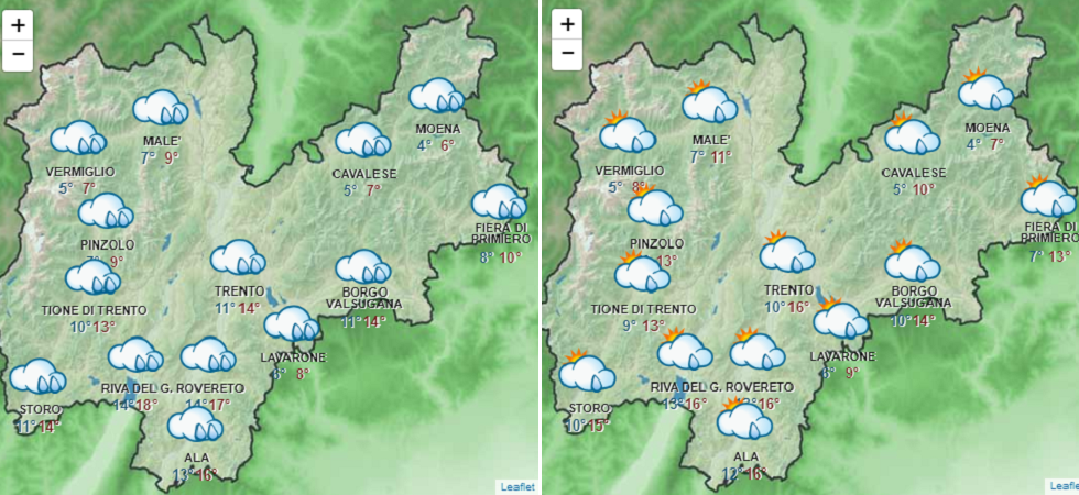 Meteo, precipitazioni diffuse (e neve oltre i 1.500 metri) in arrivo in Trentino