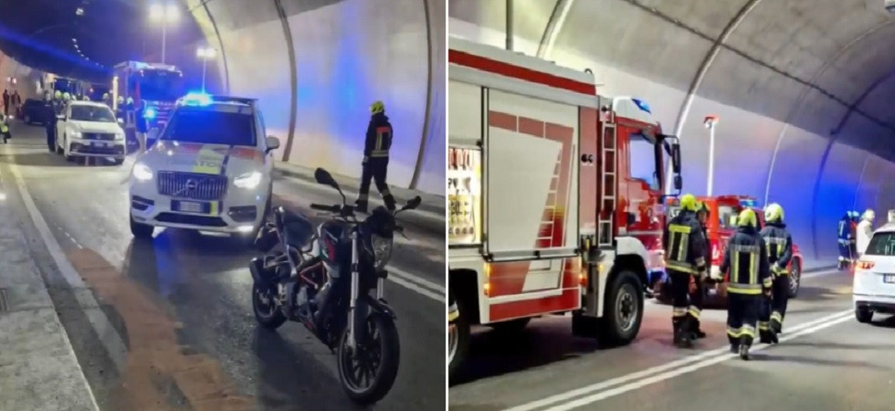 Schianto in galleria, perde il controllo della moto e finisce sull'asfalto