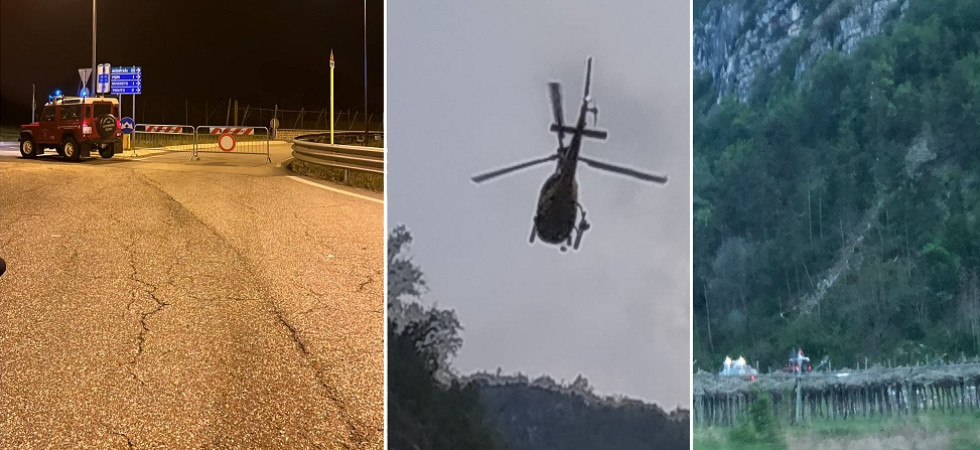 Smottamento nella notte, SS240 fra Loppio e Mori chiusa: in volo l'elicottero per controllare la situazione