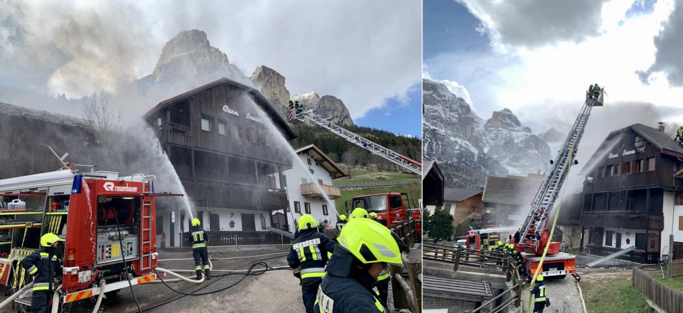Fiamme in soffitta, il difficile intervento dei vigili del fuoco in un'abitazione
