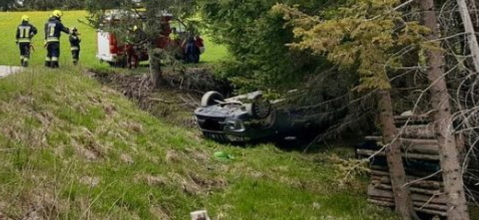 Perde il controllo dell'auto e si ribalta nel bosco, vigili del fuoco in azione