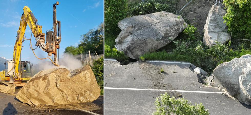 Un enorme masso distrugge la strada, riaperta la Ss 38 della val Venosta