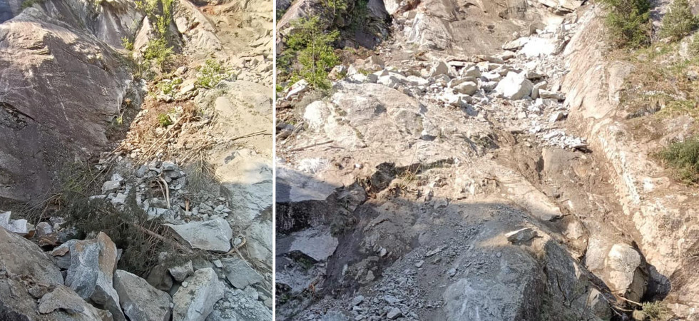 Val di Mello, una grossa frana si abbatte sulla salita allo "Scoglio della metamorfosi"