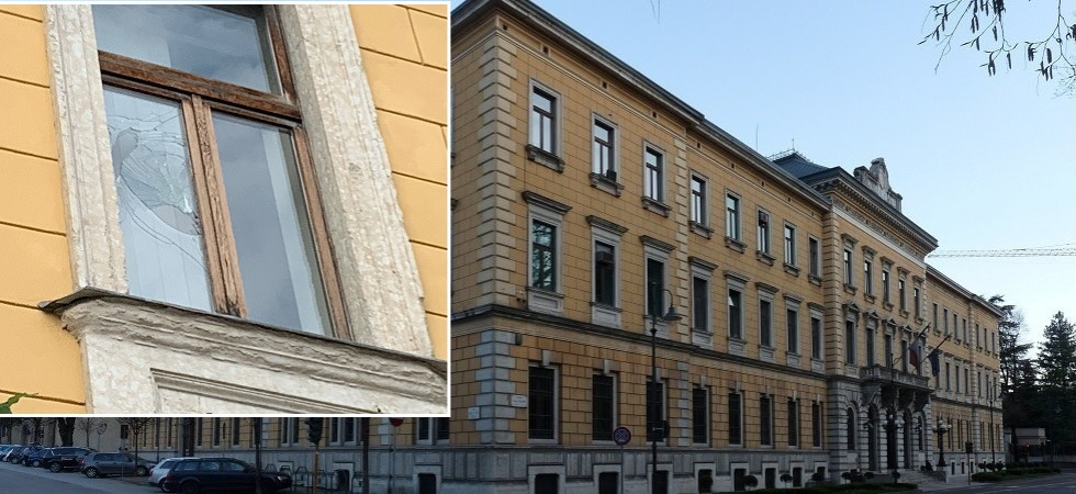 Sassi sulle finestre del Tribunale di Trento e scritte contro il ministro Nordio e il 41bis, indagini dei carabinieri