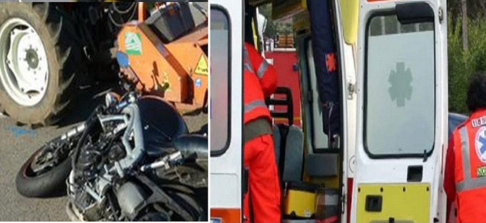 Violento schianto moto-trattore sulle strade trentine, un 45enne trasportato in gravissime condizioni all'ospedale