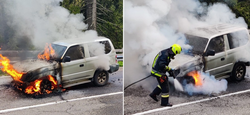 Le fiamme avvolgono un'auto, momenti di paura: una persona riesce a mettersi in salvo