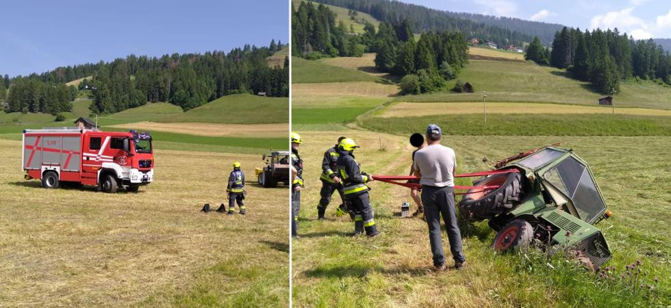 Perde il controllo del trattore che si ribalta: l'intervento dei vigili del fuoco