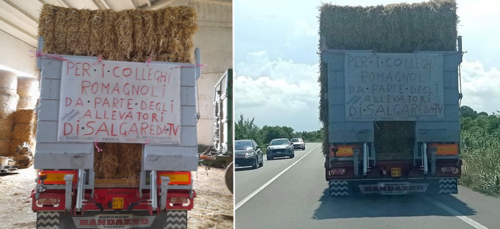 Quindici ore in trattore per portare paglia agli allevatori romagnoli