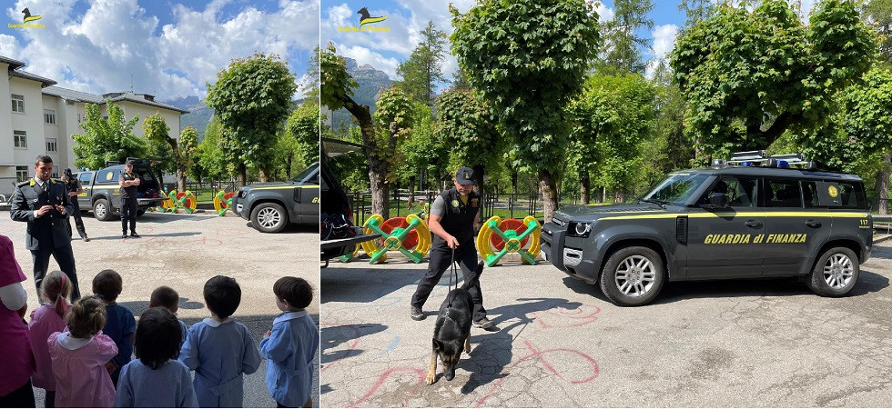 Dalle attività di ricerca a quelle di soccorso, bambini a lezione con le unità cinofile del Soccorso Alpino della Guardia di