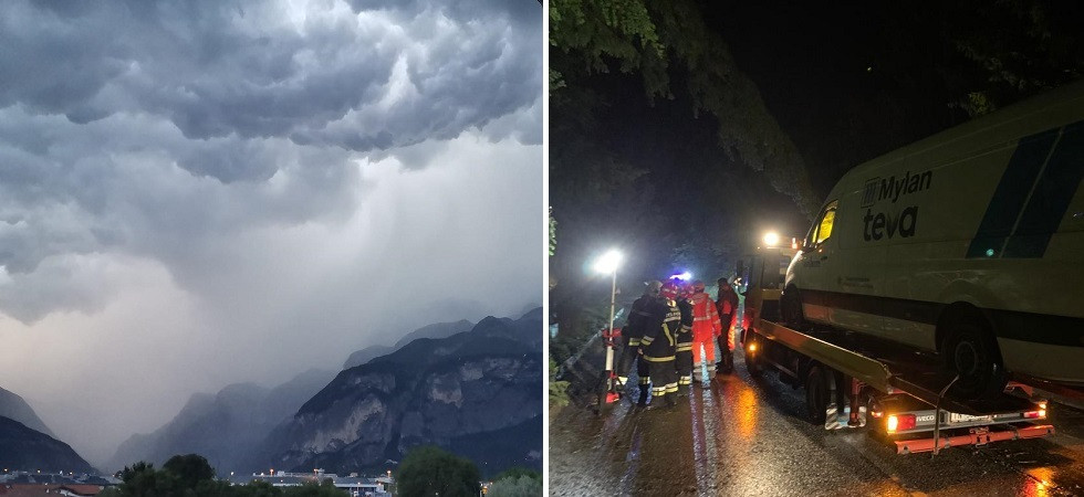 Le raffiche di vento abbattono una serie di alberi: coinvolto anche un furgone
