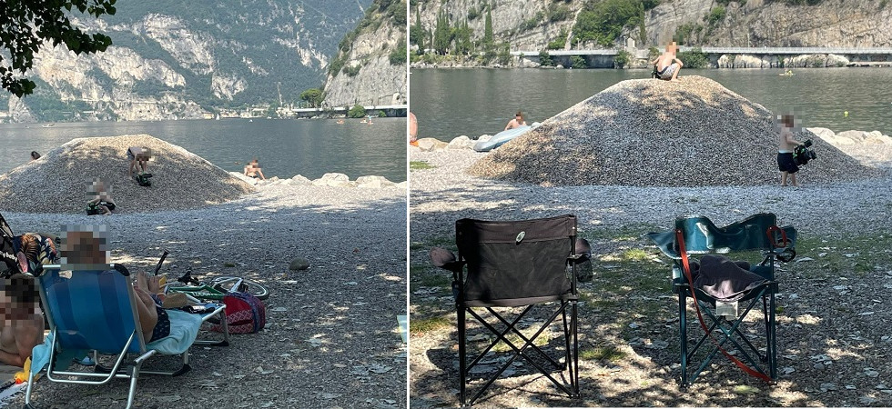 Garda, sulla spiaggia compaiono delle montagne di ghiaia (e i bambini ci giocano sopra con ruspe e camion): ecco perché