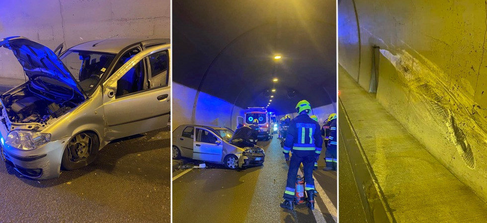Perde il controllo dell'auto e si schianta contro il muro in galleria, momenti di paura: l'intervento dei vigili del fuoco