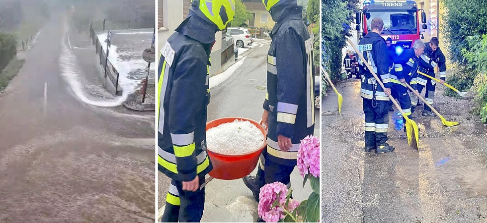Maltempo, secchi di grandine, le strade trasformate in fiumi d'acqua e ghiaccio decine di interventi dei vigili del fuoco