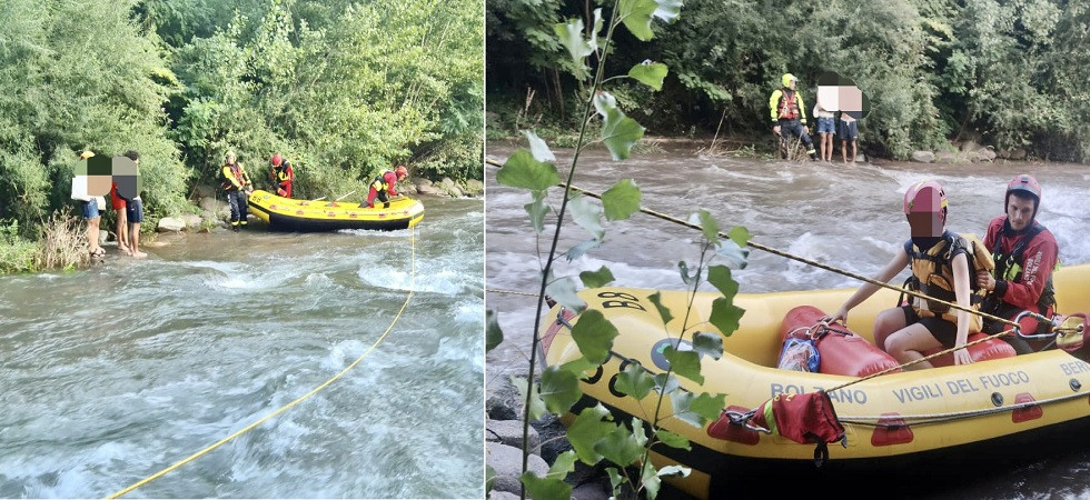 Raggiungono un isolotto sul fiume ma poi rimangono bloccati, un gruppo di giovani chiede aiuto
