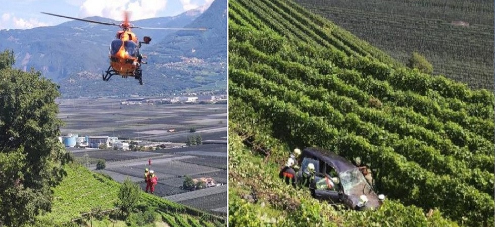 Perde il controllo dell'auto, precipita in una scarpata e finisce per ribaltarsi in un vigneto, grave una donna
