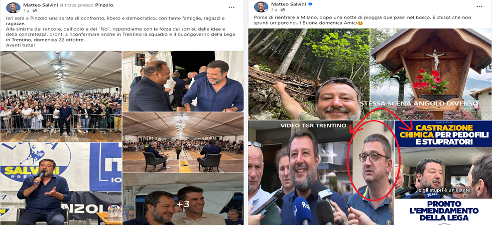 Orsi, Salvini ci prova a nascondere'' Fugatti dalla sua pagina Facebook ma su scala nazionale cominciano gli attacchi