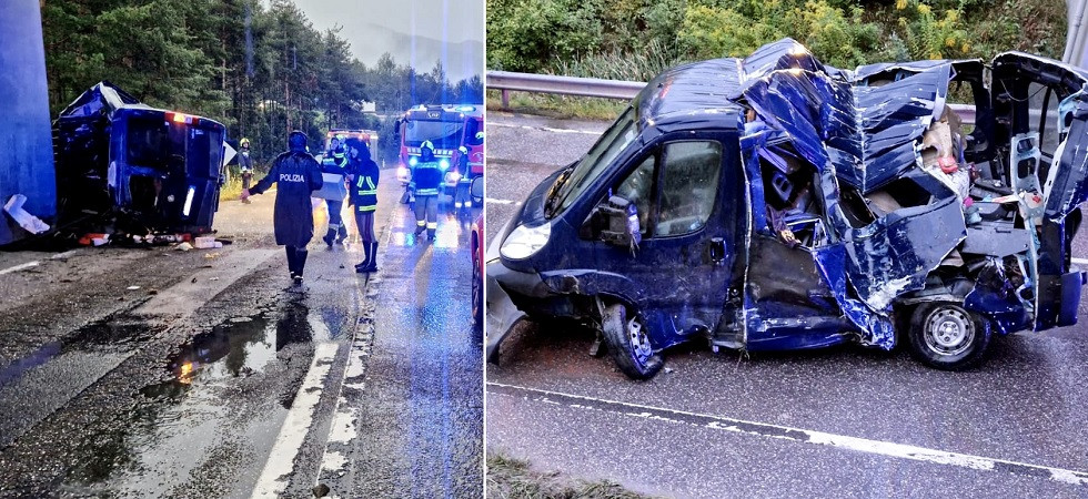 Tremendo schianto contro il pilone di un sottopasso: pulmino distrutto, due persone trasportate in ospedale