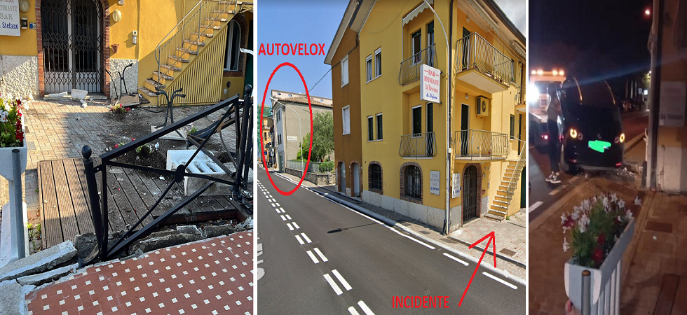 A pochi metri dall'autovelox più famoso del Garda si schianta nel plateatico di un bar