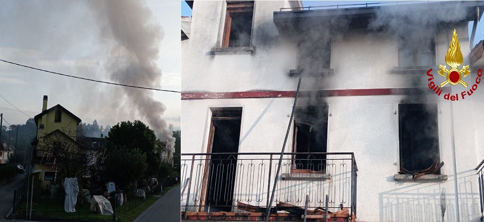 Fiamme e fumo in un'abitazione, in azione i vigili del fuoco: rinvenuti due cani all'interno dell'edificio e portati in salvo
