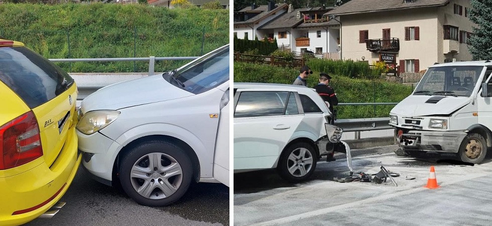 Tamponamento a catena, coinvolto anche un autocarro