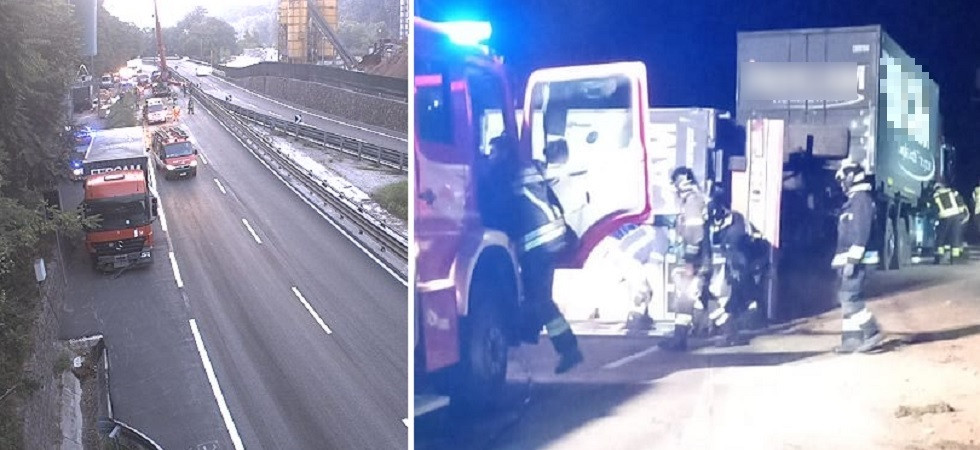 Valsugana chiusa, un mezzo pesante si è ribaltato