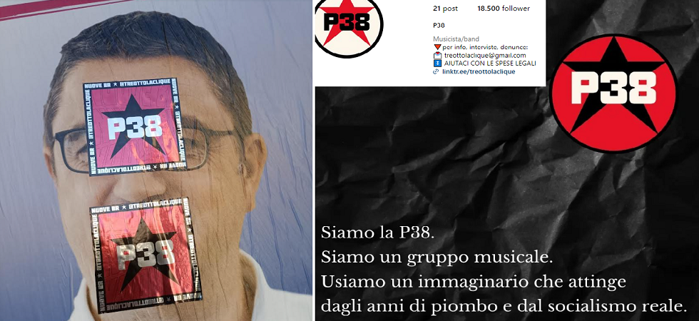I manifesti di una band trapper brigatista'' sopra quelli di Fugatti