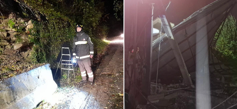 Frane e smottamenti, Feltrina chiusa a Carbonera crolla un capannone di 300 metri quadri