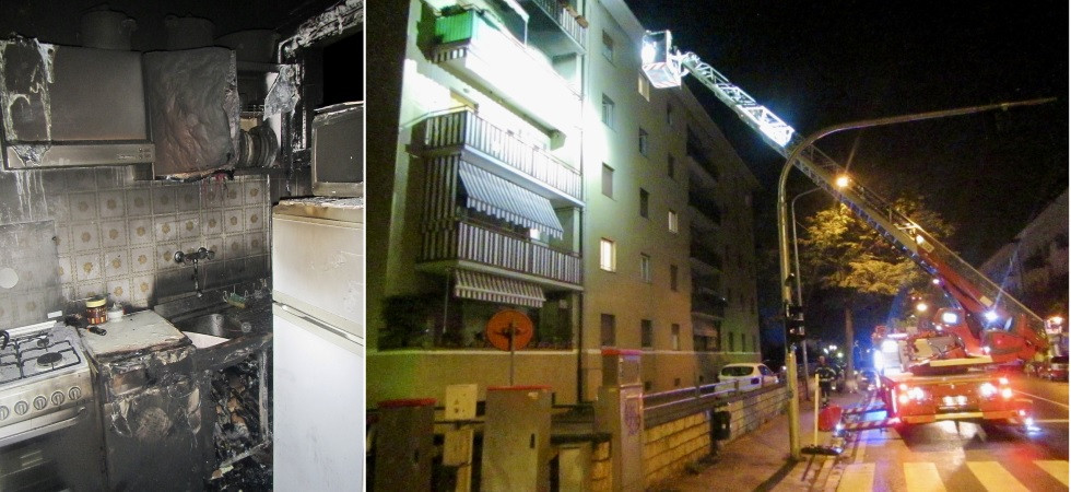 Fumo e fiamme in un appartamento, momenti di paura nella notte: 2 persone trasportate in ospedale