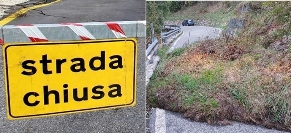 Frana in strada: chiusa la carreggiata e tecnici già al lavoro per ripristinare la viabilità