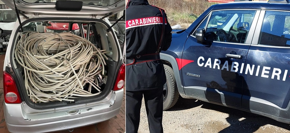 Sequestrata un'auto abbandonata con all'interno oltre 150 chili di conduttori in rame