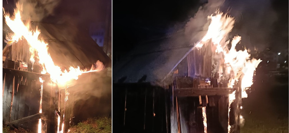 Struttura in legno avvolta dalle fiamme, momenti di paura a Mazzin