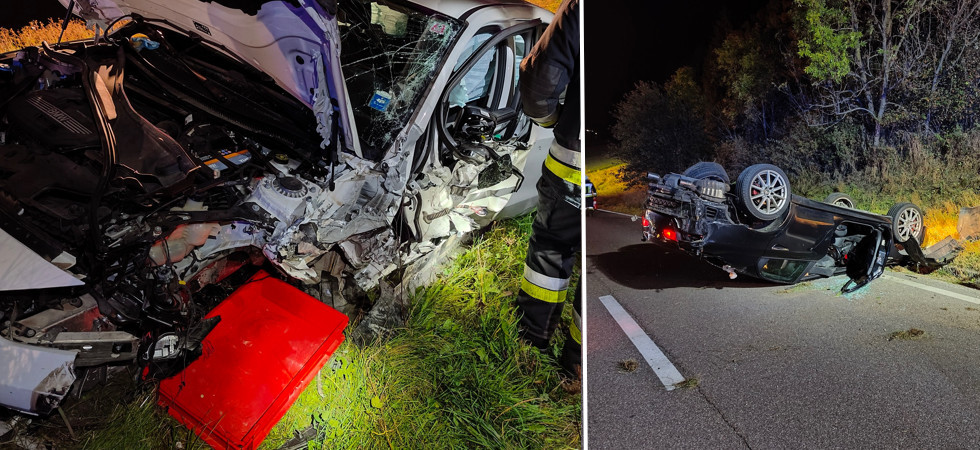 Violento scontro fra tre mezzi, momenti di paura nella notte: quattro feriti trasportati in ospedale