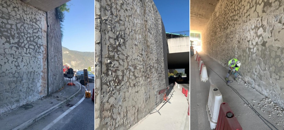 Crollano delle piastre dal sottopasso, la segnalazione a Trento: chiuso un marciapiede, in azione i tecnici del Comune