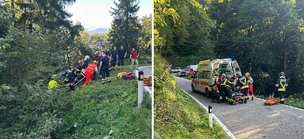 Sbanda la moto e finisce in una scarpata: centauro elitrasportato al Santa Chiara