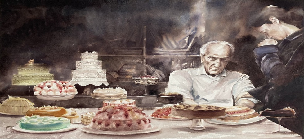 Il cibo nel cinema. Gli acquerelli di Perseghetti ammaliano Isera