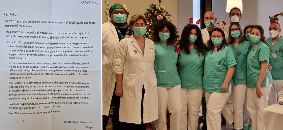 Da un paziente malato di tumore un regalo per medici, oss e infermieri