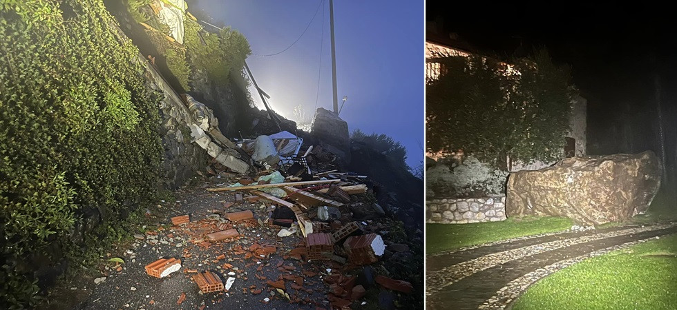 Enormi massi travolgono un'abitazione, momenti di paura: evacuati i residenti, strada bloccata