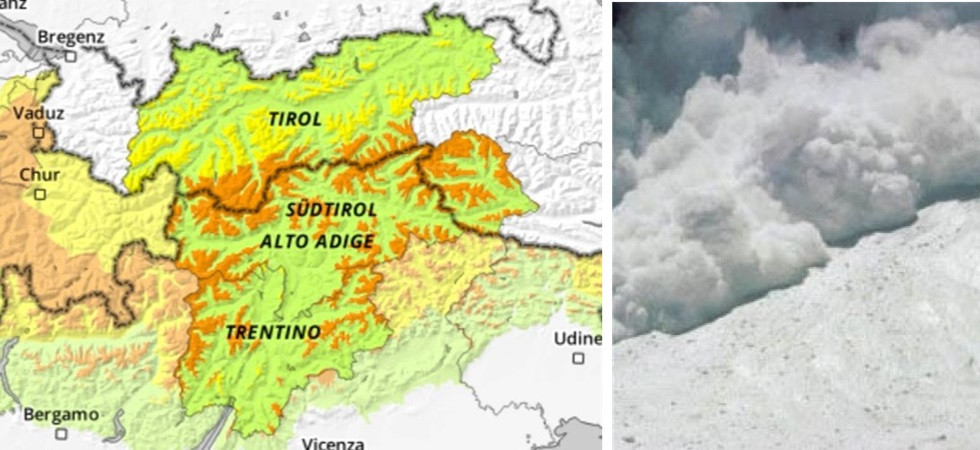 Valanghe: livello d'allerta elevato in numerose zone del Trentino e dell'Alto Adige