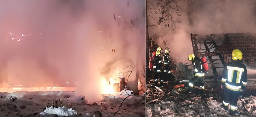Incendio nella notte, le fiamme distruggono un fienile: vigili del fuoco in azione