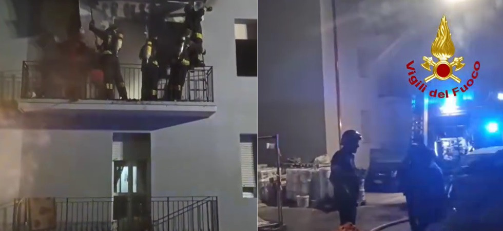Fiamme in un appartamento, una persona trasportata in ospedale: vigili del fuoco in azione