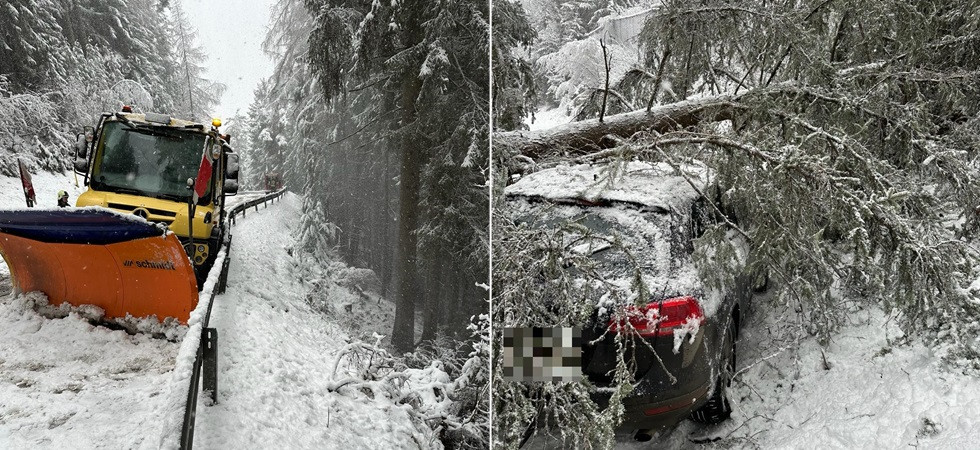 Spazzaneve rimane bloccato dopo esser uscito leggermente di strada