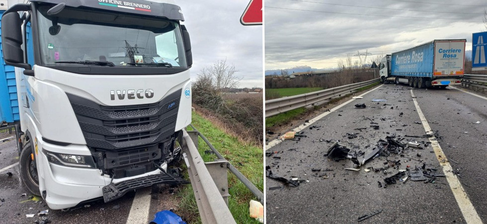 Violento scontro fra due mezzi pesanti e un'auto: soccorsi in azione