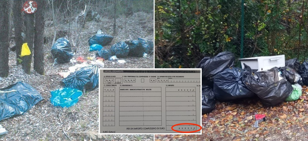 Abbandonano un'ingente quantità di rifiuti nel bosco ma vengono rintracciati dalla polizia locale