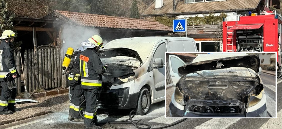 Fumo e fiamme dal motore mentre è alla guida del furgone, momenti di paura per un uomo: l'intervento dei vigili del fuoco