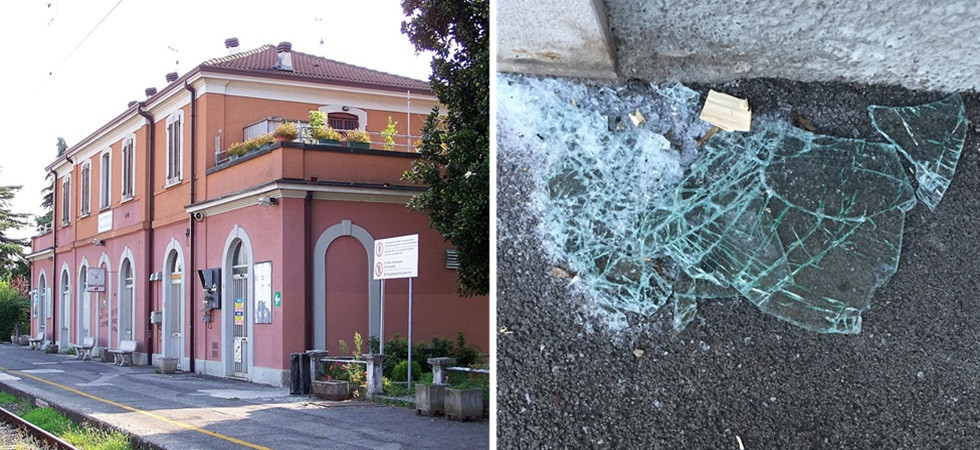 La stazione di Manerbio (wikipedia) e una spaccata (foto d'archivio) La stazione di Manerbio (wikipedia) e una spaccata (foto d'archivio)