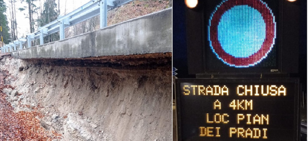 Doppio smottamento sulla Vigolana, chiusa la statale della Fricca a Pian dei Pradi