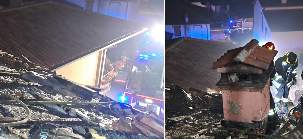 In fiamme il tetto di un'abitazione, i vigili del fuoco evitano che il rogo si propaghi